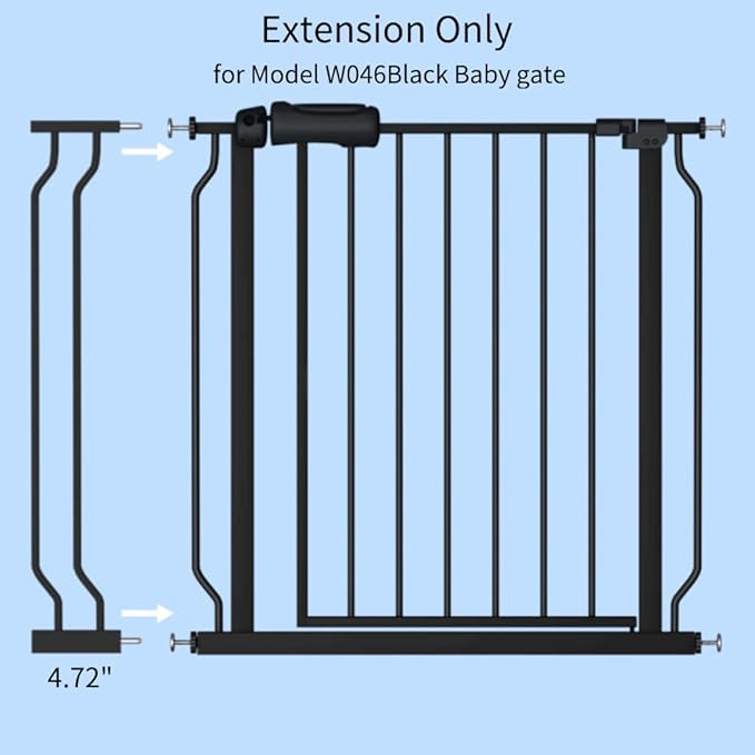 Fairy Baby Safety Gate 4.72 inch Extension for Walk Through Baby Gate Auto Close Child Safety Gates Extension Black