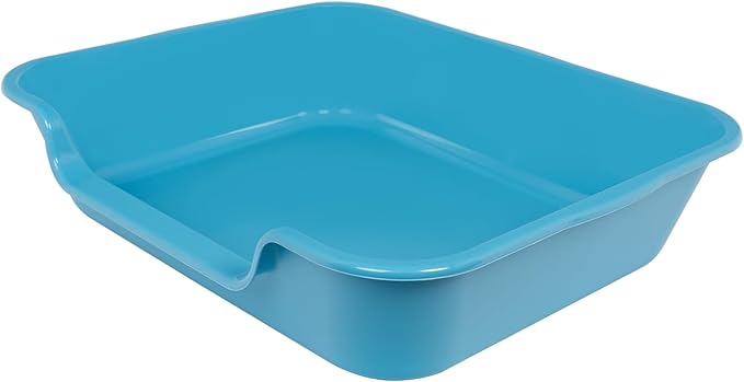 1 Pack of Extra Large Cat Litter Box (ABS Material), Low Entry Senior Litter Pen for Geriatric Kitty Big Cats, Jumbo Pet Safe Litter Boxes Tray for Pets Potty (Light Blue, 24" L x 20" W)