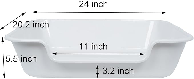 1 Pack of Extra Large Cat Litter Box (ABS Material), Low Entry Senior Litter Pen for Geriatric Kitty Big Cats, Jumbo Pet Safe Litter Boxes Tray for Indoor Pets Potty (Gray, 24" L x 20" W)