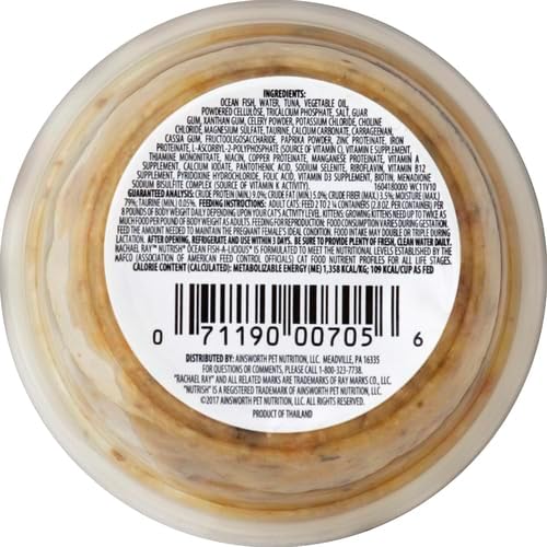 Rachael Ray Nutrish Natural Wet Cat Food, Ocean Fish-A-Licious Recipe, 2.8 Ounce Cup (Pack of 12), Grain Free (6303330281)