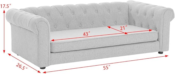 Dog Sofa Couch for Medium to Large Dogs, 55" Memory Foam Pet Sofa Couch with Washable Fabric, Durable Elevated Dog Bed with Legs, Removable Cushion for Medium and Large Dogs, Green