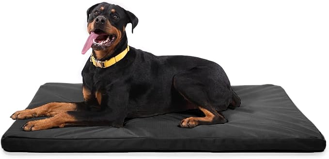 K9 Ballistics Tough Ripstop Orthopedic Dog Crate Bed - Durable Pad with Washable Cover, for Wire Crates, Tie-Downs Included, Size: X-Large 47"x29", Obsidian Black