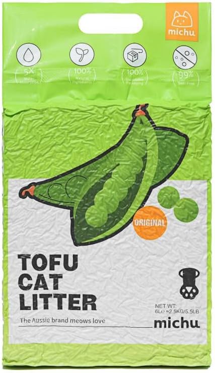 Tofu Cat Litter Natural Clumping Tofu Cat Litter, Fast Clumping and Easily Scoop-able 5.5lb/88oz 5 Scents - Original, 3 Pack