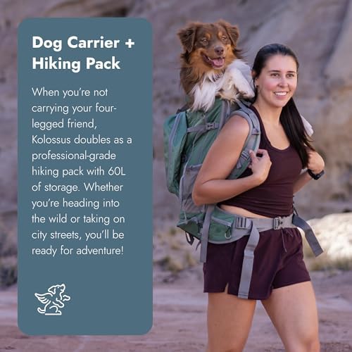 K9 Sport Sack Kolossus - XXL, Myrtle Green - The Big Dog Backpack - Ideal for Dogs 26-29” Long - Fully Adjustable Pet Carrier - Doubles as a Professional-Grade 60L Hiking Pack