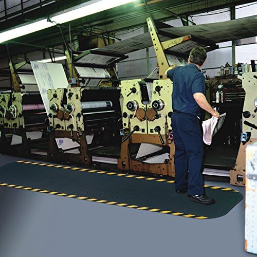 American Floor Mats Hog Heaven Premium 7/8" Black & Black Border 4' x 12' Nitrile Backed Anti-Fatigue Comfort Mat