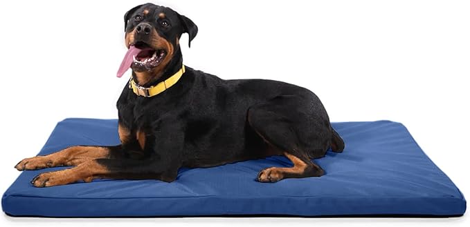 K9 Ballistics Tough Ripstop Orthopedic Dog Bed - Durable Pad with Washable Cover, for Wire Crates, Tie-Downs Included, Size: X-Large 47"x29", Blue Quartz