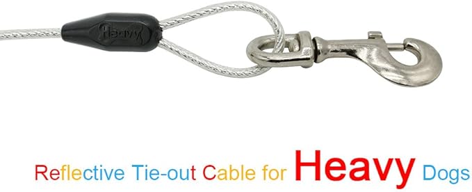 Petest 30ft Reflective Tie-Out Cable for Heavy Dogs Up to 125 Pounds