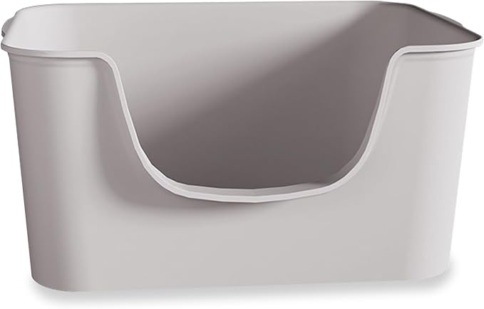 Small Cat Litter Box with High Sides,Cat Boxes for Indoor Cats,Cat Litter Pan for Kitty,Litter Box with Low Entry,Easy to Clean,Anti-Splashing (Grey)