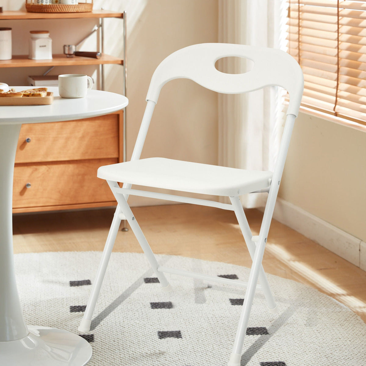 Folding Chairs, Stackable & Waterproof (Set of 4) - White