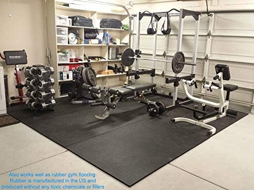 American Floor Mats - Heavy Duty Stall Tiles - Stable/Horse Flooring - Thick, Durable Rubber Solid Black 8' x 20' Set 3/8" Thick (40 Tiles Total)