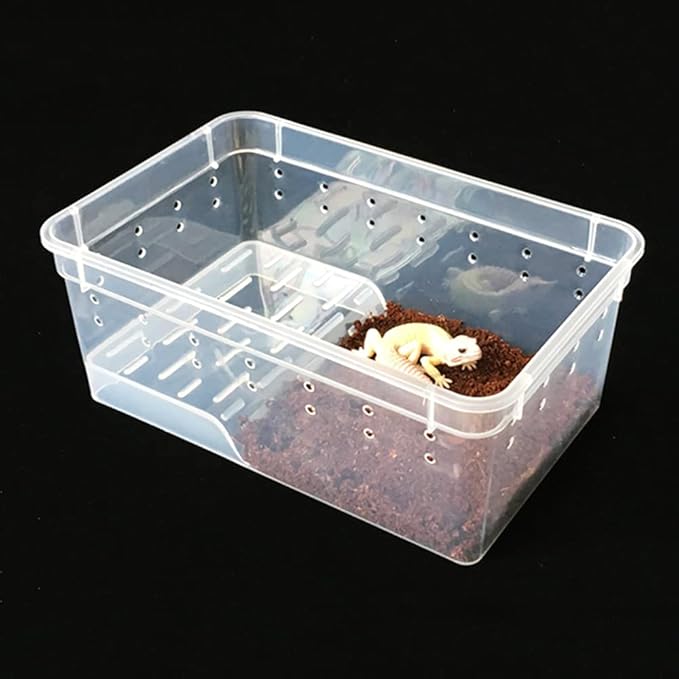 8-Grid Acrylic Pet Breeding Box,Large Reptile Enclosure with Hygrometer&Heating Pad,Lizard Spider Snake Tortoise Cage Pet Snake Terrarium Tank Multipurpose Multipurpose Feeding Box,White.