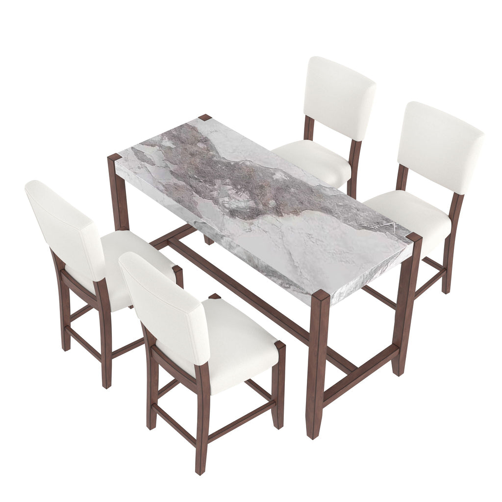 5 Piece Counter Height Dining Set With 4 Upholstered Chairs