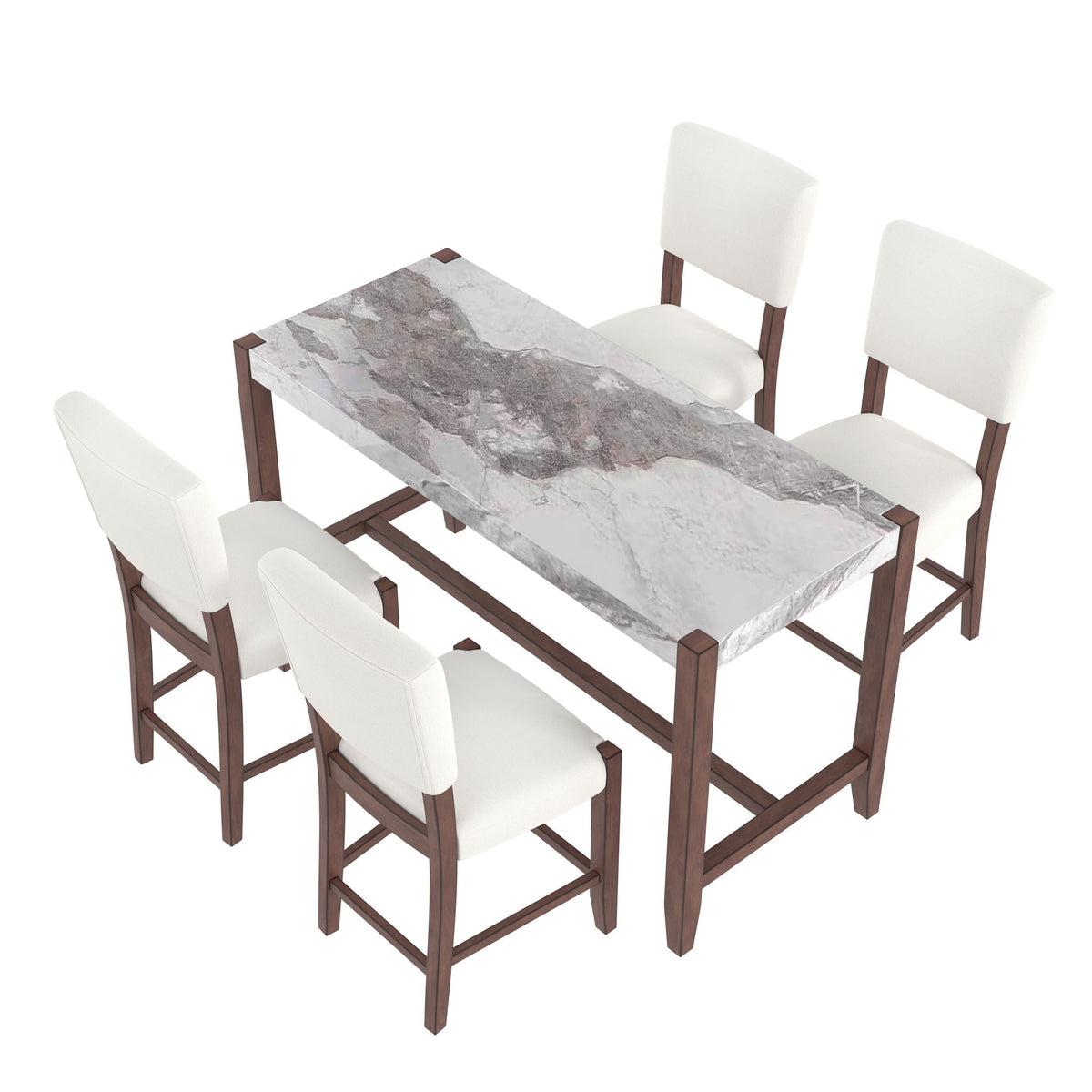 5 Piece Counter Height Dining Set With 4 Upholstered Chairs