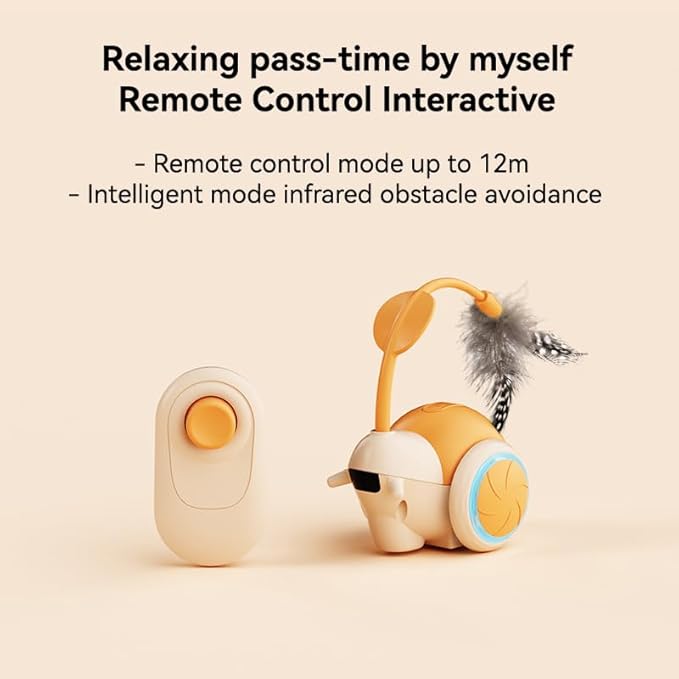 Cat Toys for Bored Indoor Adult Cats,Remote Control Cat Toy with 4 Directions,LED Lights Interactive Remote Control Dog Toy (Orange)