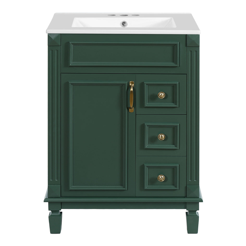Bathroom Vanity With Sink, Compact Cabinet & 2 Drawers And Adjustable Shelf