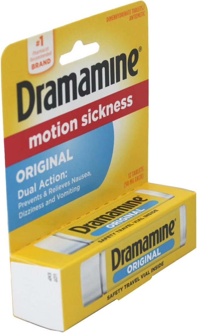 Dramamine Motion Sickness Original, for Nausea Relief During Travel, 36 Count