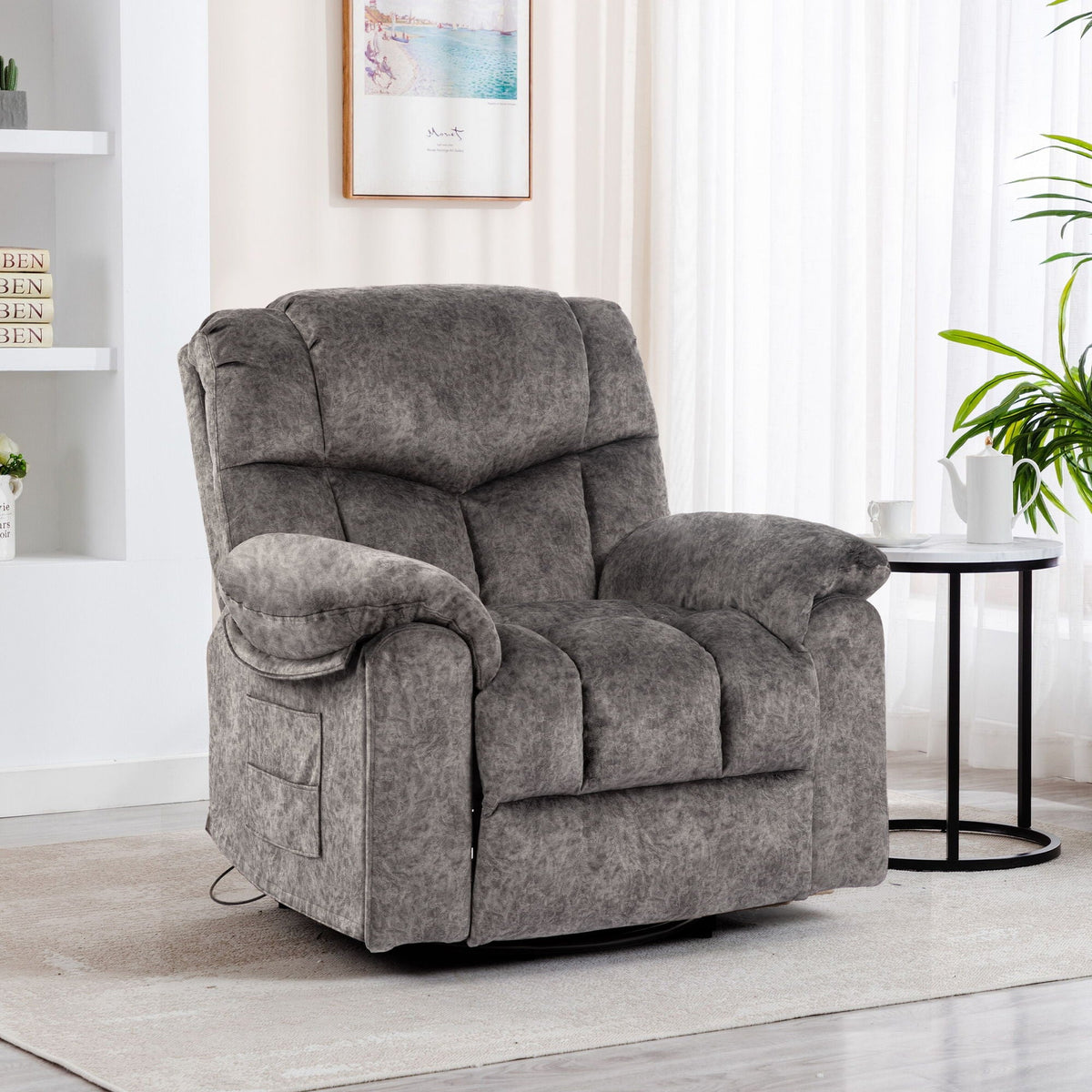 Swivel And Rocking Recliner Chair With Massage And Heating