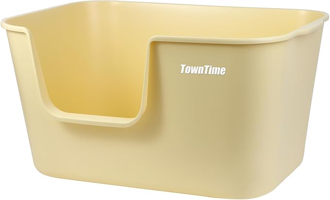 XXL Litter Box with High Sides - 24.6"L x 16.9"W x 12.99"H, Anti-Splash, Tool-Free Assembly, Multi-Cat, Jumbo (Yellow)
