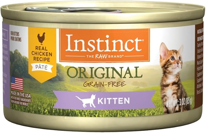 Instinct Original Kitten Wet Cat Food, Pate, Grain-Free - Real Chicken, 3 oz. Cans (Pack of 24)