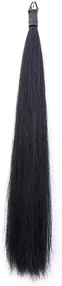 Horse Tail Extensions with Braided Horsehair Loop, Blunt Cut Bottom, 34-36 inches long and 1 lb Weight (Jet Black)