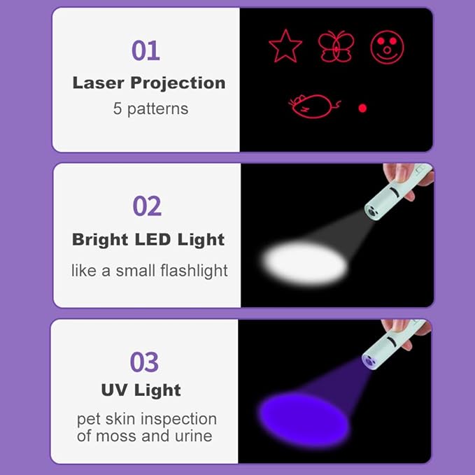 PARTSPOWER Laser Pointer Interative Cat Toy for Cats to Chase, Rechargeable Red Laser Light Pointer Exercises Training Tool for Kittens Cats Dogs (Green)