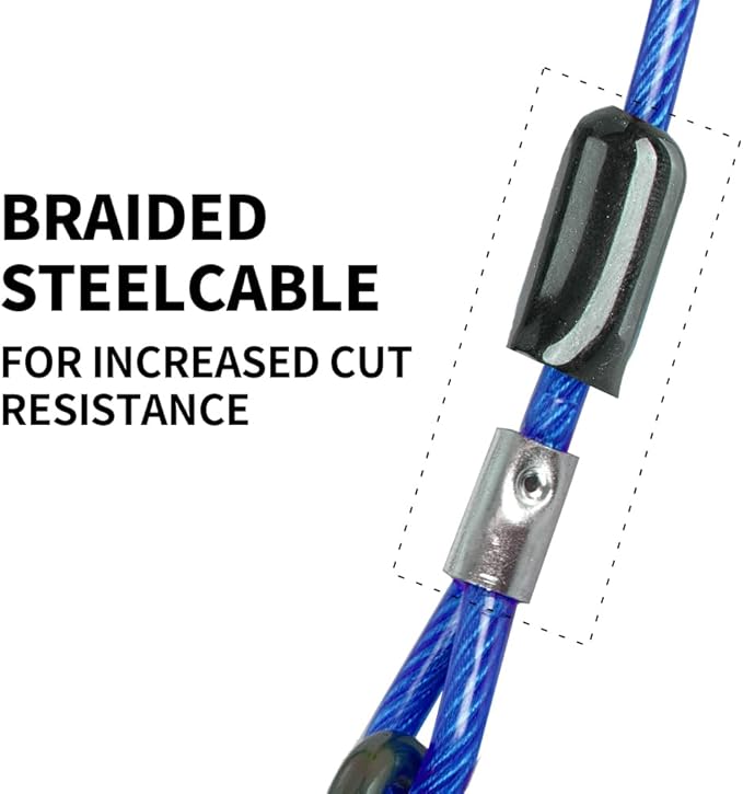 Dog Tie Out Cable, 50FT, Blue, Suitable for Dogs up to 350 pounds, Lightweight, Non-Winding, for Outdoor Use