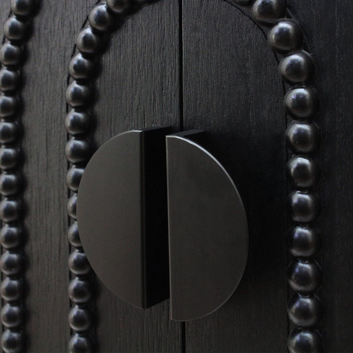 Modern Black Wood Storage Cabinet with Decorative Door