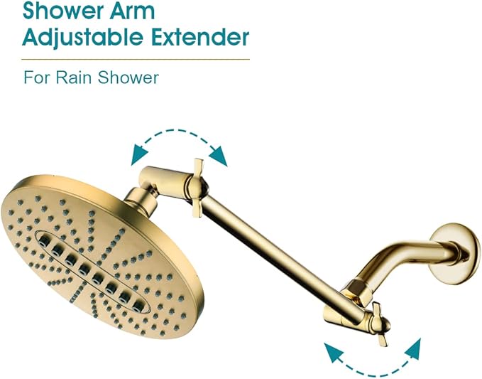 10 Inch Brass Shower Head Extension Arm, Height & Angle Adjustable