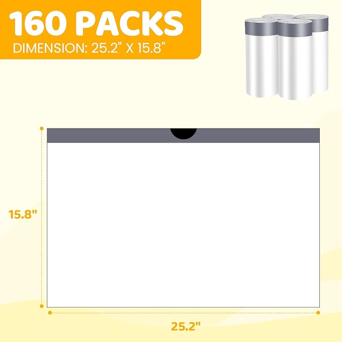 160 Count Cat Litter Box Liners with Drawstring Compatible with Litter-Robot 3/4 Heavy Duty Cat Litter Bags Waste Bags Replacement