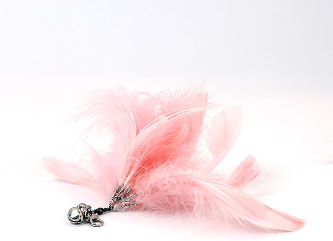 12PCS Interactive Cat Feather Wand Toy Set – 11 Bird & Feather Teaser Refills with Bells + Flexible Suction Cup Wand – Realistic Bird Design, Natural Materials, Indoor Cat Toys for Exercise & Play