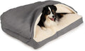 Snoozer Rectangle Cozy Cave Dog Bed - Indoor Dog Bed with Cover Cave, Covered Calming Burrow for Medium & Large Sized Pets with Blanket Attached, Enclosed, Washable - Large, Heather Gray