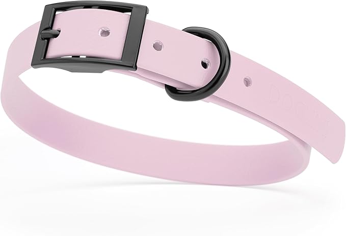 Dogline Biothane Waterproof Dog Collar Strong Coated Nylon Webbing with Black Hardware Odor- Proof for Easy Care Easy to Clean High Performance Fits Small Medium or Large Dogs, Pastel Purple