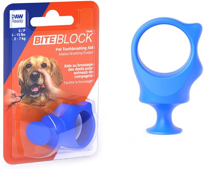 Pet Toothbrushing Assistant for Puppies' Dogs and Cats Allows You to Brush Your pet’s Teeth Without Constantly Worrying About Getting Bitten. (Blue, Small)