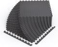 Norsk Foam Floor Gym Mats with Interlocking Tiles, .47" Thick, 24"x24", 30-Pack, 120 Square Feet, Diamond Plate Design, Grey