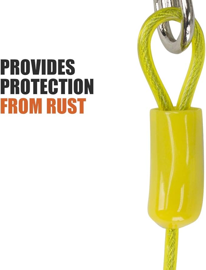 BV Dog Tie Out Cable 15 Feet - Heavy Duty Dog Lead Up to 35 Pounds - Reflective & Rust-Free with Quick Release Swivel Clips & 360° Rotating Clasp - Tangle-Free Dogs Runner for Yard (Yellow, Single)