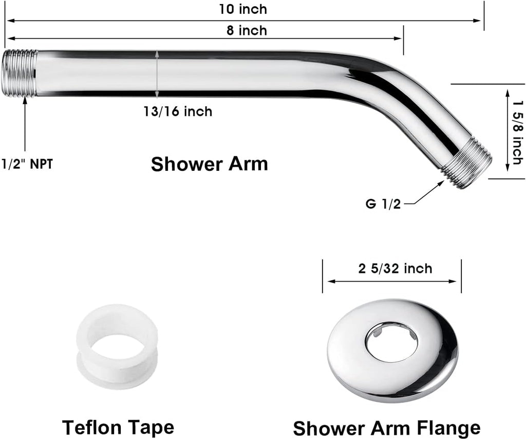 10 Inch Solid Brass Shower Head Extension Arm, Wall Mounted Shower Pipe Arm