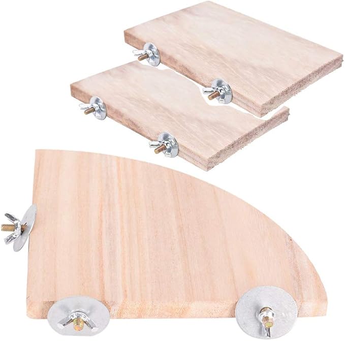 Parrot Cage Perch,Wooden Platform Stand,Cage Perches,Tree Springboard,Corner Shelf Laddered,Hanging Swing,Natural Wood Branches for Parakeets Bird Chinchilla Hamster Guinea Squirrel Hedgehog