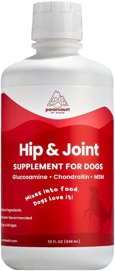 Liquid Glucosamine for Dogs, 1600mg Glucosamine Chondroitin MSM, Hip & Joint Supplement for Large Dogs, Liquid Arthritis Relief & Mobility Support, 32 oz