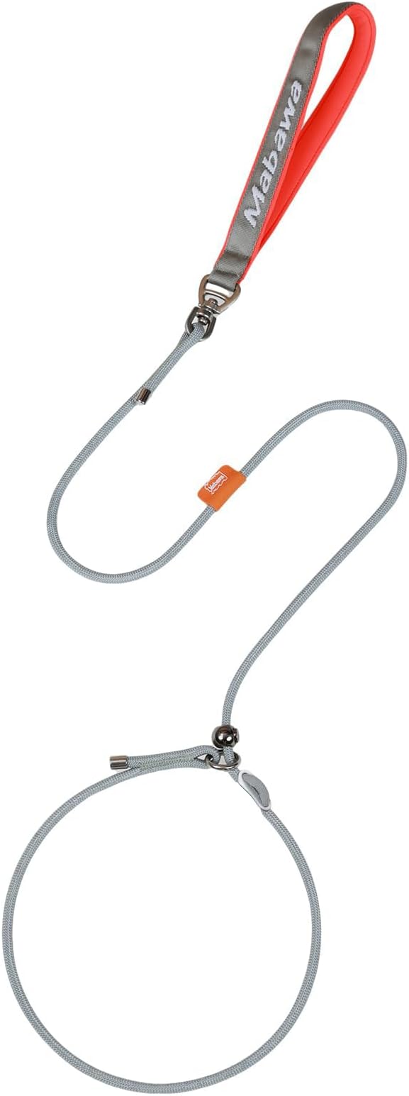 Dog Anti-Slip Leash 5FT with Metal Stopper - Durable No-Pull Training Lead for Small, Medium & Large Dogs - Comfortable Handle Nylon Rope, Tangle-Free Pet Walking Leash (Gray, 5 FT)