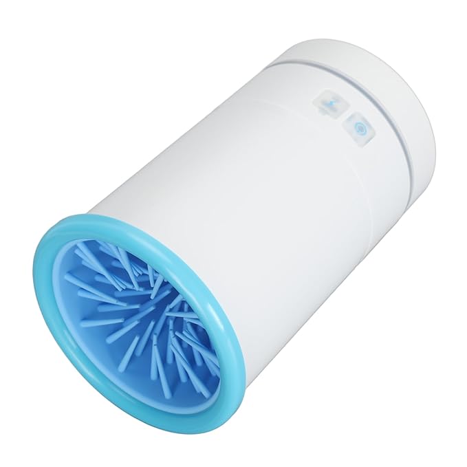 Automatic Dog Cleaner, Soft Electric Washer USB Rechargeable Portable Cleaner Cup, Dog Foot Cleaning Machine for Small to Medium Dogs Cats (White Blue)