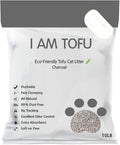 I AM TOFU - Tofu Cat Litter, Natural, Flushable, Dust Free Extra Clumping Pellet Litter (10 lb Bag, Charcoal)