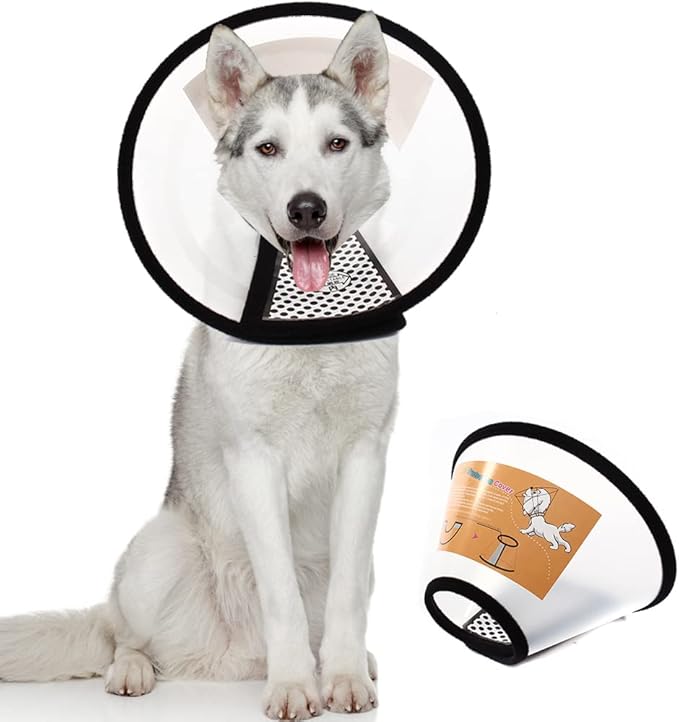 Plastic Pet Recovery Collars & Cones for Dogs and Cats After Surgery Adjustable Dog Neck Cone Surgical Elizabeth E-Collar Prevent Biting and Stop Licking Wound (XXL)