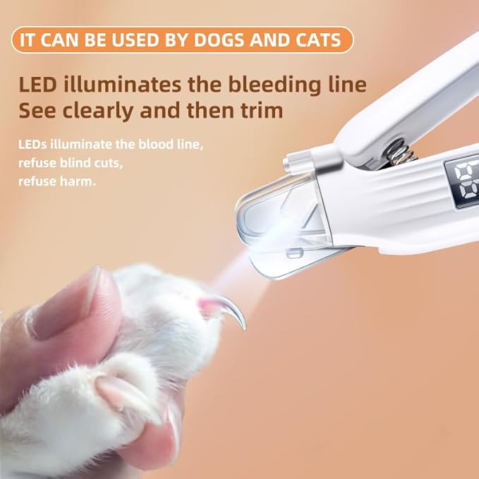 2-in-1 Dog Nail Trimmers & Dog Nail Grinder with 2 LED Lights, USB Rechargeable, Cat Nail Clipper with Splash Guard, and Multiple Grinding Methods for Small, Medium, and Large Dogs & Cats