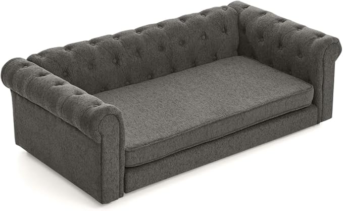 Dog Sofa Couch for Medium to Large Dogs, 55" Memory Foam Pet Sofa Couch with Washable Fabric, Durable Elevated Dog Bed with Legs, Removable Cushion for Medium and Large Dogs, Dark Grey