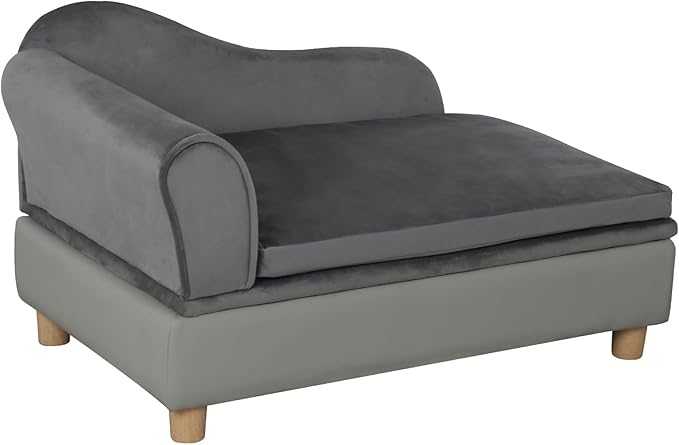 Pet Bed Sofa, Puppy Bed with Storage, Small Dog Couch with Removable & Washable Cushion, Comfy Pet Couch Bed for Cats & Puppy (Gray)