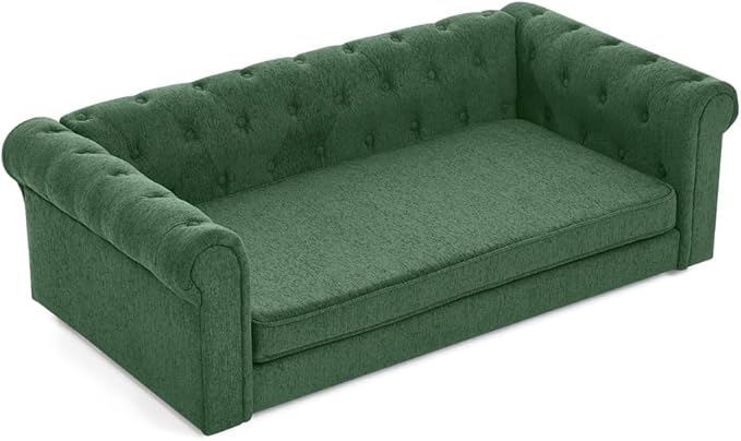 Dog Sofa Couch for Medium to Large Dogs, 55" Memory Foam Pet Sofa Couch with Washable Fabric, Durable Elevated Dog Bed with Legs, Removable Cushion for Medium and Large Dogs, Green