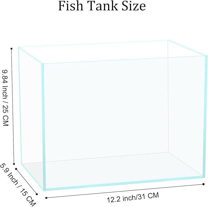 3 Gallon Glass Fish Tank, Easy to Maintain Small Aquarium for Betta/Goldfish/Snails/Shrimp and Aquatic Planting.