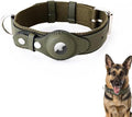 AirTag Dog Collar Soft Leather Webbing Dog Collar for AirTag Provides Double Protection for Small Medium and Large Dogs(Green,S)