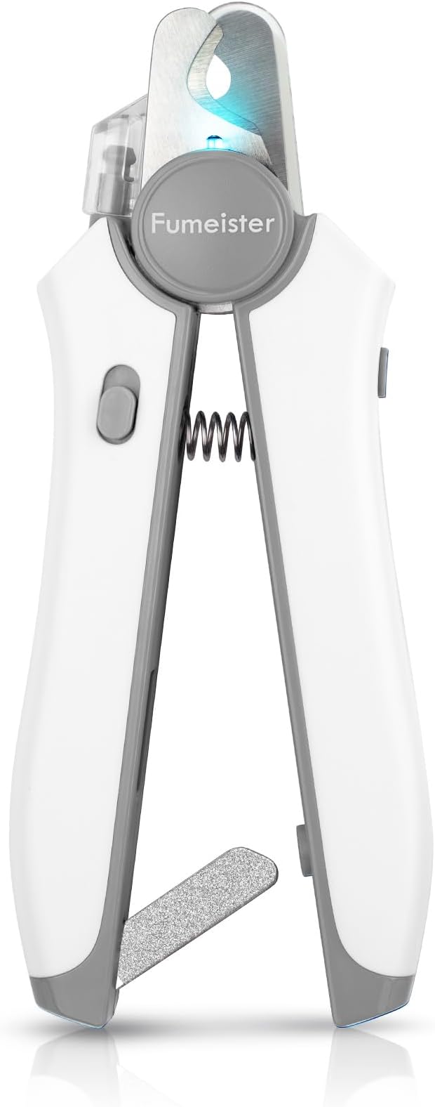Type-C Rechargeable Dog & Cat Nail Clippers - LED Pet Nail Trimmer with Built-in Nail File, Extra Sharp Blades for Small & Medium Dogs, Indoor Cats (White-Gray)