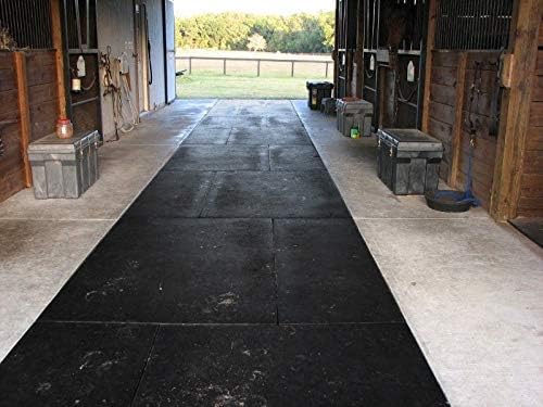 American Floor Mats - Heavy Duty Stall Tiles - Stable/Horse Tiles - Thick, Durable Rubber Flooring Solid Black 8' x 16' Set 3/8" Thick (32 Tiles Total)